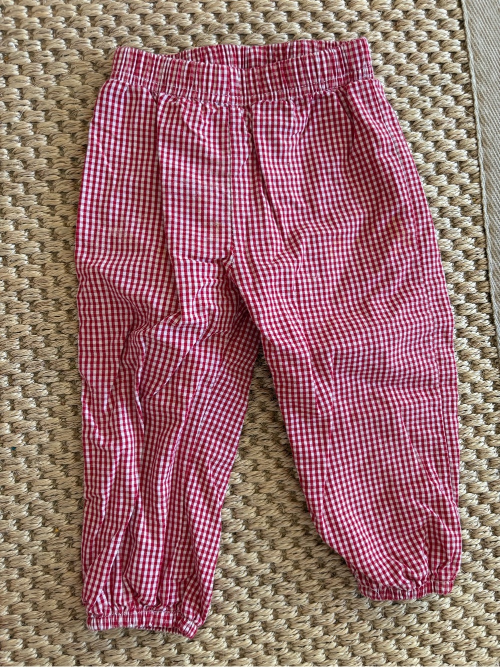 Kids Red Gingham Pull On Pant